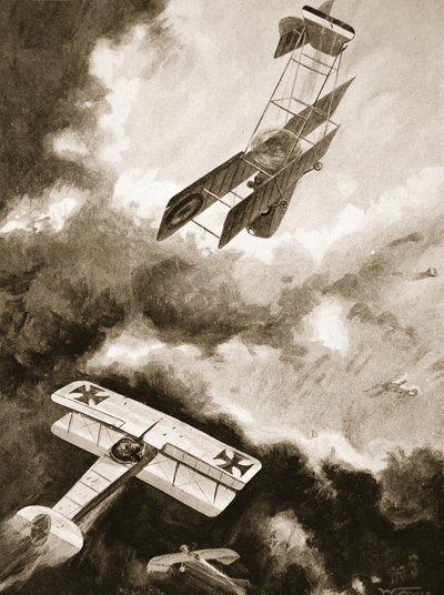 Captain Ralph Newton Adams, with Second-Lieutenant Vernon as observer, and Second-Lieutenant Dirk Cloete, attacking six enemy machines, two of which were brought down and the rest driven off by W. Avis